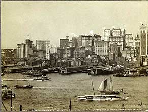 Нижний Манхеттен в 1908 году