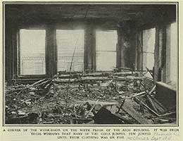 Последствия пожара на 9 этаже фабричного здания. 1911 год