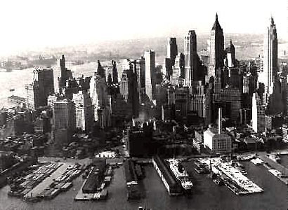 Вид на нижний Манхеттен с высоты птичьего полёта